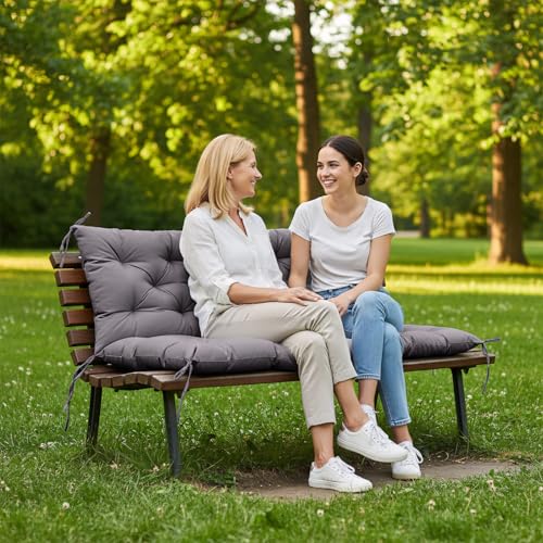 ZxrFxr Waterproof Swing Seat Cushions: 2/3/4 Seater Thick Patio Bench with Anti Slip Stripor Garden Furniture Pad for Stylish Garden Decoration (Dark Grey, 120x100cm)