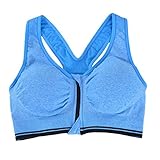 Encounter Women's Strech Removable Pads Front Zipped Comfort Sports Bra (XL, Skyblue)