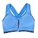 Encounter Women's Strech Removable Pads Front Zipped Comfort Sports Bra (XL, Skyblue)