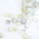 Jabrand 60pcs Flying Saucer Shape Bead for Jewelry Making, Yellow and Gray Beads for Bracelet Making Craft DIY