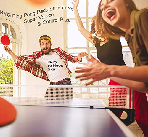 RYG Ping Pong Paddle Set - Pack of 4 Table Tennis Racket, 10 Game Balls, Black Portable Cover Case Bag - Thumbnail 3