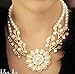 Tuscom Women Jewelry Crystal Pearl Flower Bib Choker Chunky Statement Collar Necklace