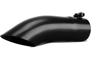 AUTOSAVER88 2.25 Inch Black Exhaust Tip, 2.25" Inlet 2.25" Outlet 9" Overall Length Powder Coated Finish Stainless Steel Turn Down Exhaust Tips for 2.25" O.D. Tailpipe, Bolt/Clamp-On, Universal