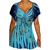 Funfash Plus Size Clothing for Women Slimming Empire Waist Short Sleeves Blouse