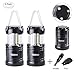 Camping Lantern, LED Lantern Lights with Magnetic Base 2 Pack Portable Camping Gear COB Water Resistant Survival Kit for Emergency, Whistle and Fire Starter Kit Included (Black - Pack of 2)