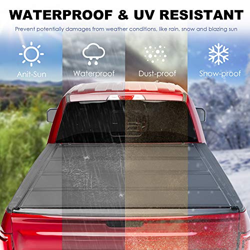 MOSTPLUS TriFold Hard Truck Bed Tonneau Cover On Top Compatible for