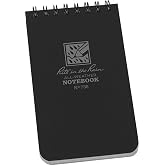 Rite in the Rain Weatherproof Top Spiral Notebook, 3" x 5", Black Cover, Universal Pattern (No. 735)