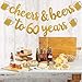 Cheers & Beers to 60 Years Gold Glitter Banner for 60th Birthday Wedding Anniversary Party Decorations Pre Strung & Ready To Hang