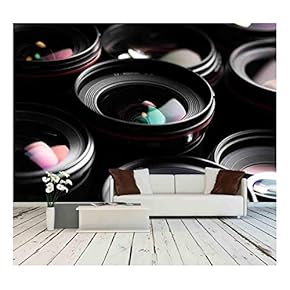 Modern Camera Lenses with Reflections, Low Key Image - Removable Wall Mural | Self-Adhesive Large Wallpaper - 66x96 inches