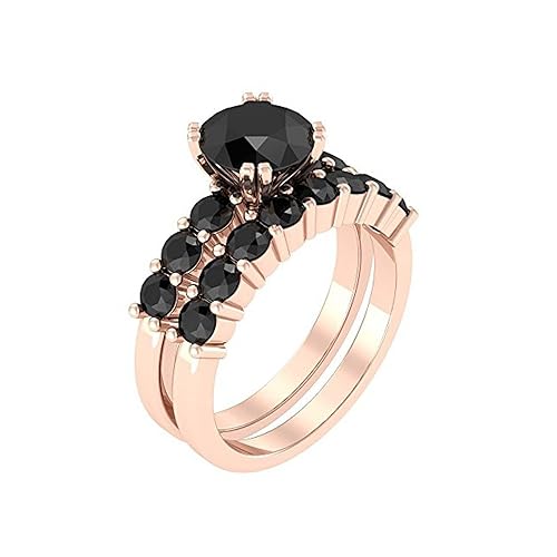 Poison Ivy inspirado, compromiso, boda anillos en 3,30 ct negro montado en