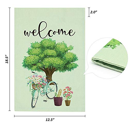 DOMIGLOW Decorative Spring Garden Flags - Farmhouse Welcome Yard Signs Outdoor Yard Flags Vertical Double Sided Burlap Banners Best for Birthday Party Holiday Patio Decor (12.5”×18.5\