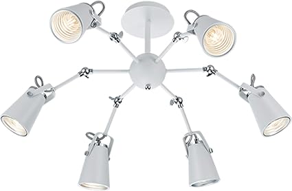 Unusual Dimmable Led Ceiling Light Diameter 80 Cm With 6 Adjustable Spotlights In Matt White Unique Lighting Ambience In Elegant Design Amazon Co Uk Lighting