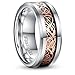 King Will Dragon 8mm Rose Gold Plated Celtic Dragon Tungsten Carbide Wedding Band Ring Comfort Fit 10