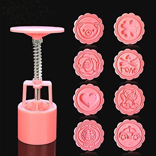 Easy Go Shopping 8 PCS DIY Fondant Cake Mold Biscuit Cookie Cutters Baking Tools with Round Cartoon Patterns kitchen tools (Color : Pink)
