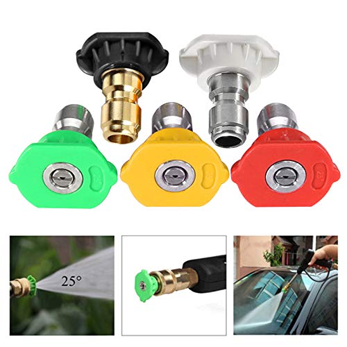 Pressure Washer Tips Power Washer Soap Nozzle Tips Multiple Degrees 1/4 Quick Connect Design Up to 4,500 PSI 2.5 GPM(5-Pack)