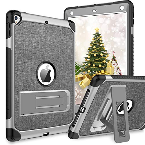 BENTOBEN Case for iPad 9.7/iPad Pro 9.7/iPad Air 2, Fabric Pattern 3 In 1 Heavy Duty Protective Sturdy Kickstand Anti-scratch Man Kids Boys Cover for iPad 9.7 2017/2018/Pro 9.7/Air 2, Space Gray/Black