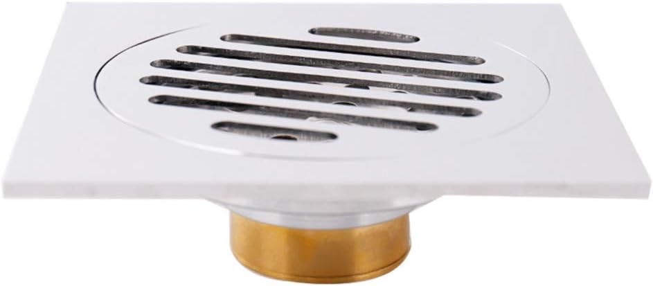 WYMNAME Shower drain channel With Removal cover, Square Copper Anti-odor Shower grates Anti-clogging Drainage grates Strainer-A L:12xW:12cm