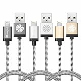iOrange-E iPhone 6 Charger, Apple Certified 3 Pack of 3.3ft Lightning Charge & Data Sync Braided Cable for iPhone 6 6S Plus 5S 5C 5, iPad Air, iPad Pro, iPad Mini 4, Golden + Silver + Grey
