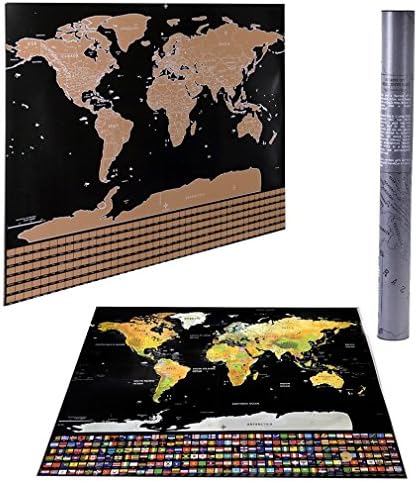 Scratch Off Map Of The World-Large Poster 32.5x23.4-Perfect Gift For Travelers-Includes A Scratcher-Premium Quality - Large Wall Decoration -Country Flags- Scratch The Places Where You've Been
