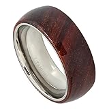 8mm Domed Hawaiian Koa Wood Inlay Titanium Wedding Band