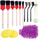 JANYUN 13 Pcs Auto Detailing Brush Set for Cleaning Car Motorcycle Automotive Cleaning Wheels, Dashboard, Interior, Exterior, Leather, Air Vents, Emblems