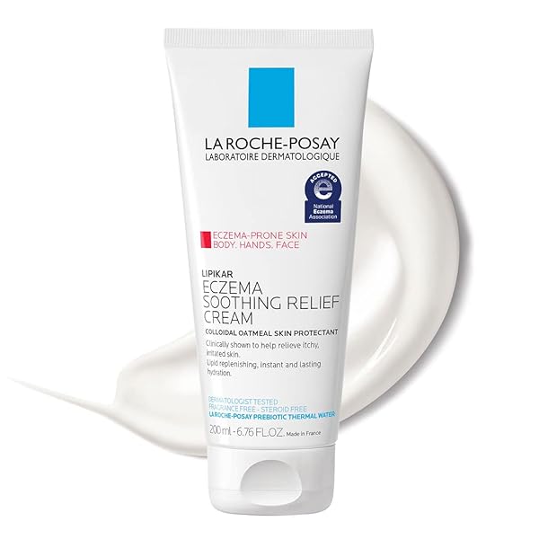 LA ROCHE-POSAY LIPIKAR SOOTHING RELIEF ECZEMA CREAM, FACE AND BODY LOTION FOR ECZEMA AND SENSITIVE, DRY SKIN, MOISTURIZER WITH COLLOIDAL OATMEAL TO RELIEVE IRRITATION