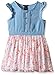Calvin Klein Girls Denim Dress with Crinkle Georgette Skirt and Lining, Blue, 6