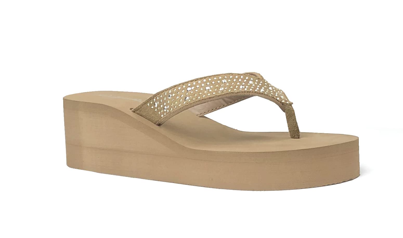 Photo 1 of ** VERY USED** REDVOLUTION New Women's Rhinestone Sandals Platform T-Strap Jewel Sandals High Wedge Flip Flops