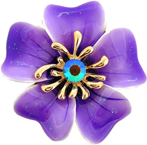 Purple Enamel Oleander Flower Brooch and Pendant