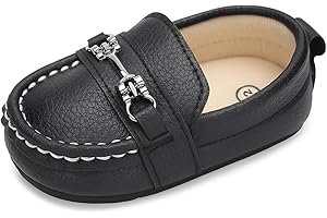 LONSOEN Baby Girls Boys Loafers Prewalker Dress Crib Shoes