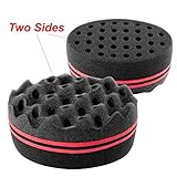 Zodaca Double Side Two in One Magic Twist Hair Sponge Brush Afro Braid Style Dreads Locking Coils Wave Hair Curl Brush, Black/Red