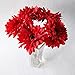 Htmeing 10 pcs Sunbeam Artificial Flower Mum Gerber Daisy Bridal Bouquet Silk Wedding Party Decoration (red)