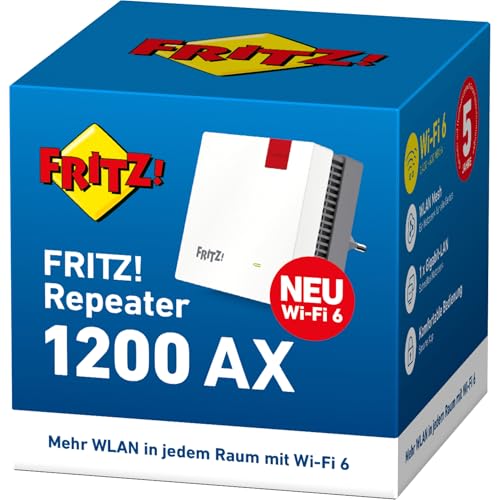 FRITZ!Repeater 1200 AX (Wi-Fi 6 Repeater mit Zwei Funkeinheiten: 5 GHz-Band (bis zu 2.400 MBit/s), 2,4 GHz-Band (bis zu 600 MBit/s), deutschsprachige Version) thumbnail 3
