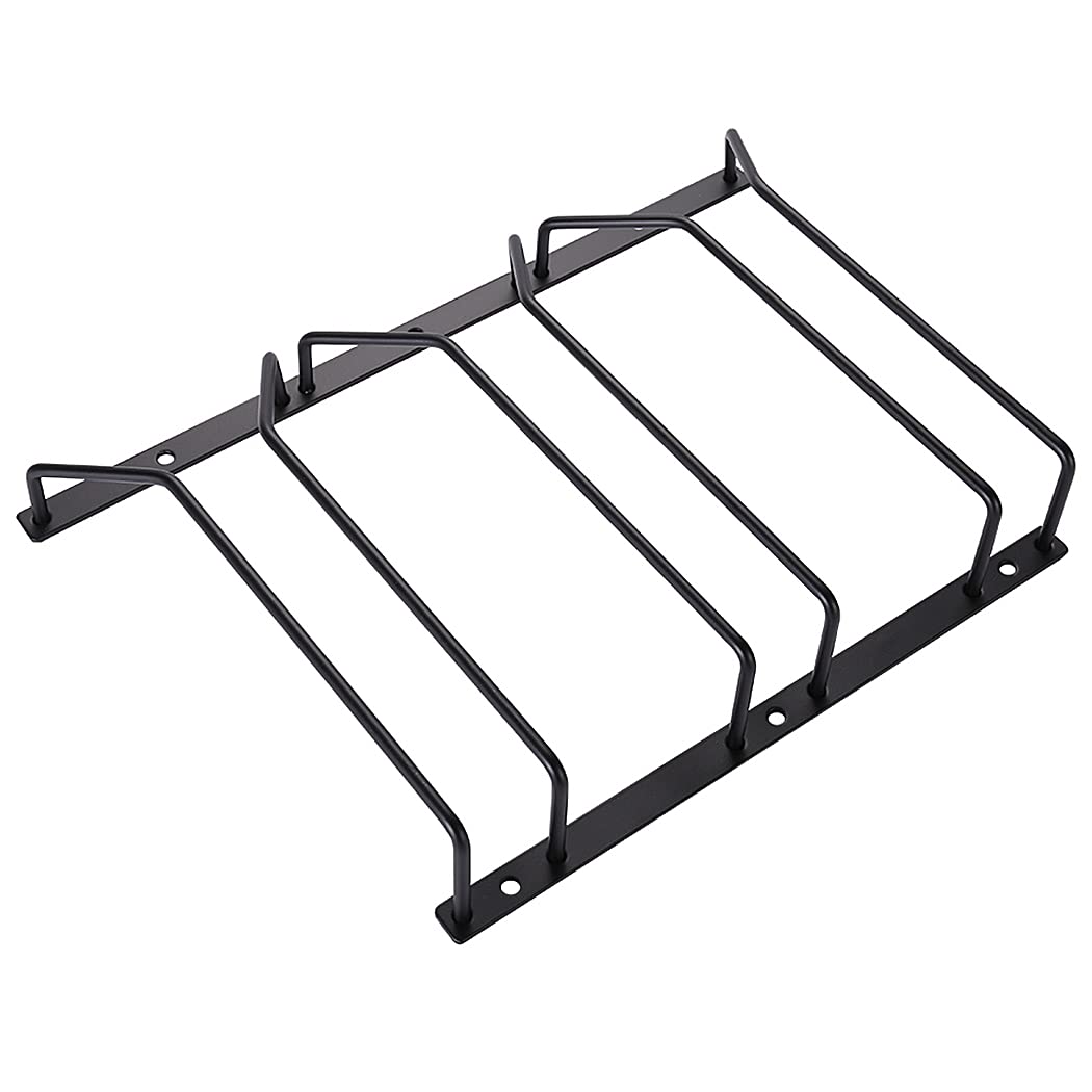 Diano Black Wine Glass Rack, Under Cabinet Wine Glass Holder, Stemware Rack Under Shelf, Wine Glasses Storage Hanger For Bar Kitchen 22.5cm 3 Rows