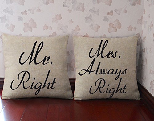 New Design Couple Pillows Cases Mr Right Mrs Always Personalized