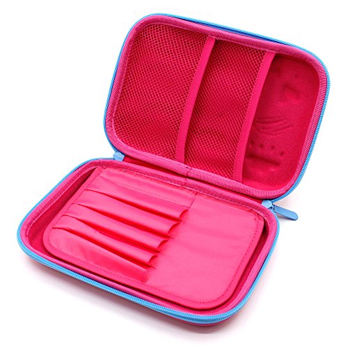 3D Rainbow Unicorn Embossed Hardtop Pencil Case - School Girls Large Colored Pen Holder Box With Compartments - Kids Cute Cosmetic Pouch Bag Stationery Organizer (Hot Pink)