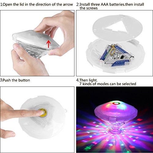 Linkax Pool Lights Floating Lights Pond Lights Waterproof Colorful Baby Bathtub Light for Swimming Pool Pond Bathtub Fountain Party Decorations (7 Lighting Modes)