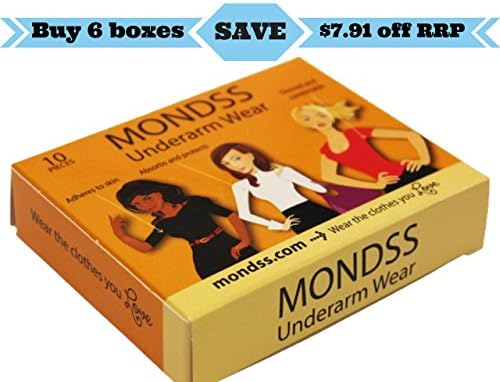 Sweat Absorbing Pads/Shields (Adhere/Stick to Skin) MONDSS 6 PACK of Underarm Wear – for Men/Women. FAST FREE same day shipping WORLDWIDE.**AS SEEN ON TV!**