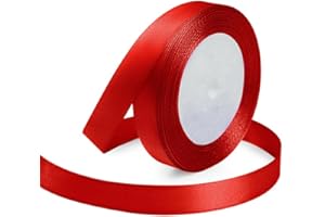 KMER LIFE 5/8 Inches x 25 Yards Red Satin Ribbon Solid Fabric Ribbons for Crafts, Wedding Decor, DIY Hair Accessories, Sewing, Gift Package Wrapping, Valentine's Day Bouquet and More