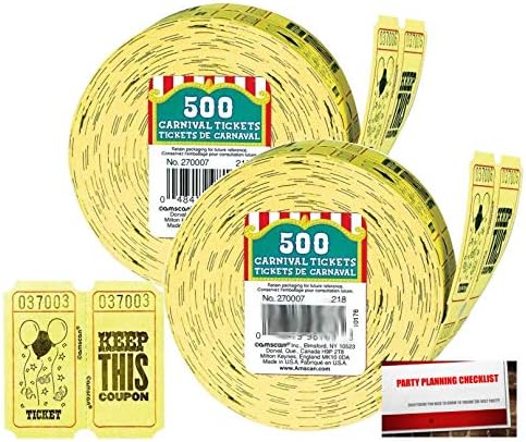 1000 Raffle Carnival Tickets (Plus Party Planning Checklist by Mikes Super Store)
