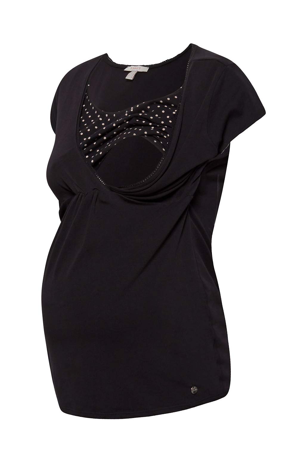 ESPRIT Maternity Women's T-Shirt Nursing Ss Maternity Pyjama Top Not Applicable, Black (Black 001), 10 (Manufacturer Size: Small)