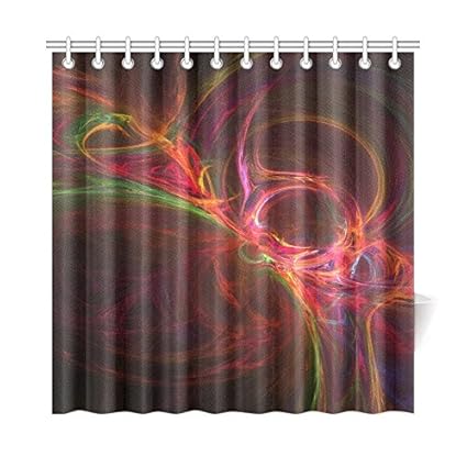 Amazon Com Wiedlkl Home Decor Bath Curtain Fraktals Black Red