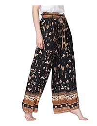 Satinato dama Impresión De Flores elástica ancha pantalones floral