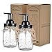 Mason Jar Foaming Soap Dispenser - Premium Rustproof 304 Stainless Steel Maons Jar Lid and Foam Soap Pump,Best Hand Soap Dispenser Glass for Bathroom Vanities,Kitchen Sink,Countertops - Black,2 Pack