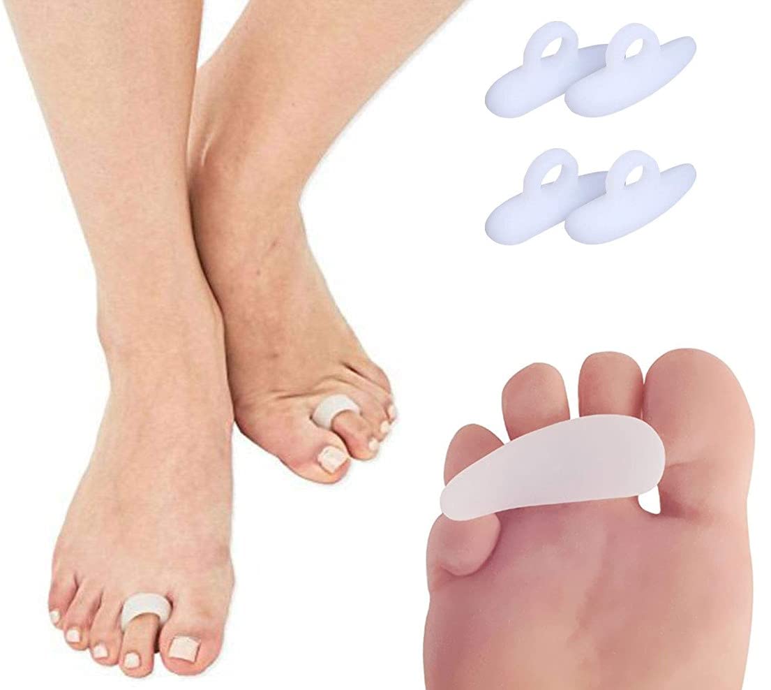 PEDIMEND Silicone Gel Single Loop Hammer Toe Straightener (2PAIR - 4PCS) | Hammered, Claw Curling, Mallet or Hammertoes | Improves Balance & Foot Strength | Unisex | Foot Care