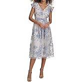 Kensie Womens Cap Sleeve Tie Wasit Midi Dress