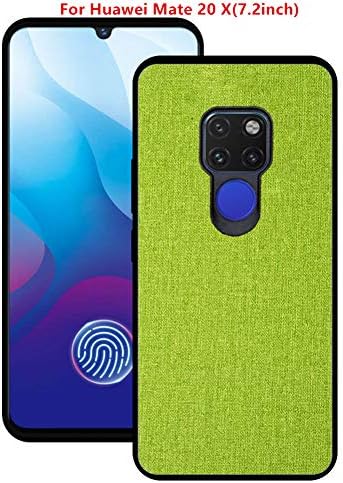 Huawei Mate 20 X Case(7.2inch),DAYJOY Elegant Design Soft Rubber Silicone Bumper Linen Finish Cloth Textile Cotton Fabric Style Back Cover Case for Huawei Mate 20 X(Green)