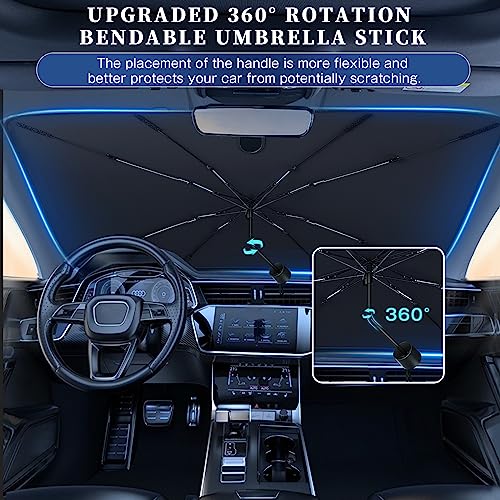 Yibaodan Car Windshield Sun Shade, Umbrella Sun Shade Protect Car from Sun Rays Damage - Blocks UV Rays Heat Keep Vehicle Cool, Fits Most Vans SUVs Truck(57\