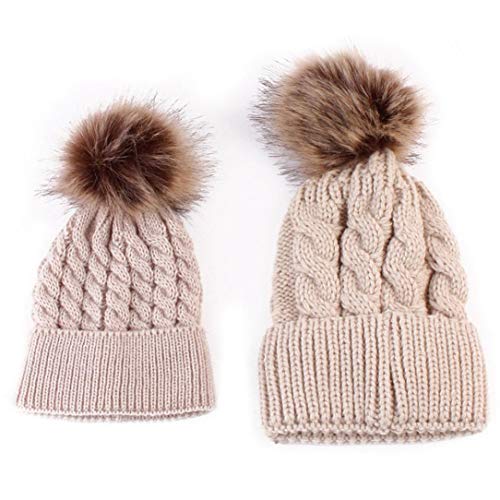TAORE Mom And Baby Knitting Keep Warm Hat (Khaki)