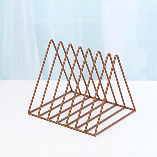 TOOGOO Nordic Triangle Simple Wrought Iron Desktop Storage Rack Shelf File Magazine Storage Box Office Rack Jewelry（Copper）